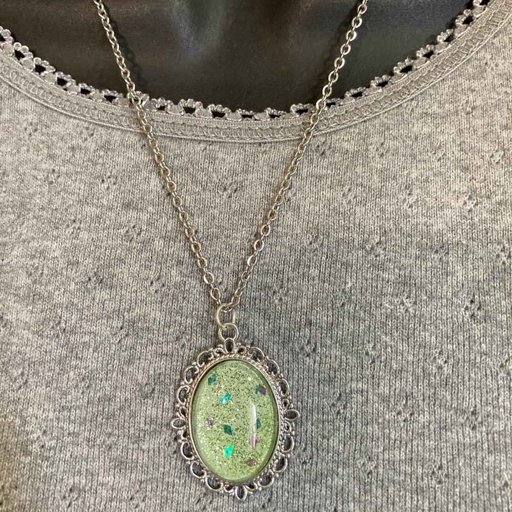 Harlequin hand-painted pendant